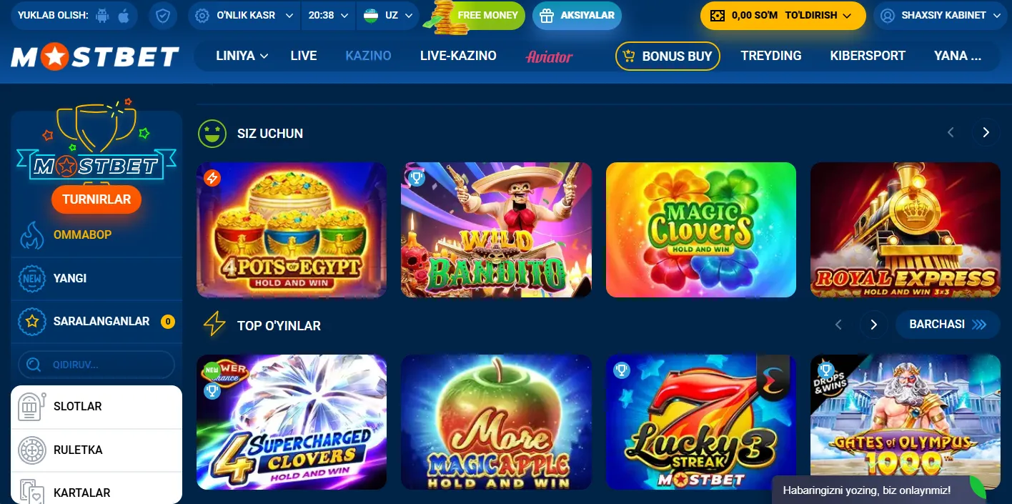 Mostbet — O'zbekiston uchun onlayn kazino platformasi